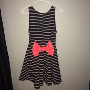 Navy Blue and Coral Bow Dress