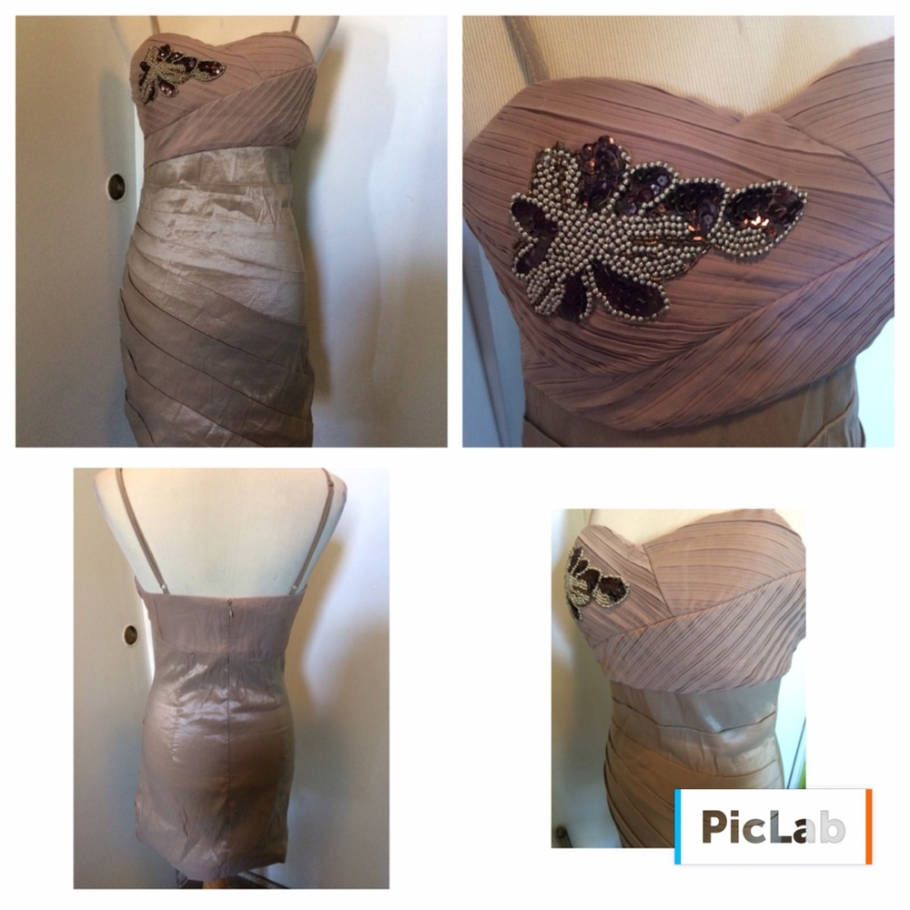 Katia sequined/beaded taupe dress