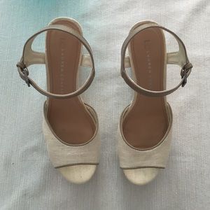 Lauren Conrad Linen Wedges Size 7