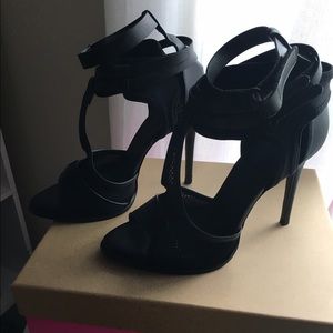 ZARA leather and fishnet Sandal