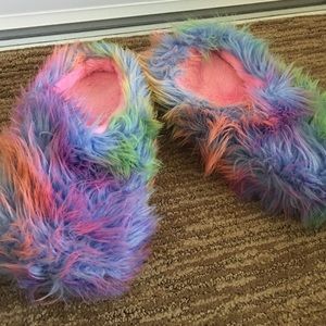 Fuzzy slippers.