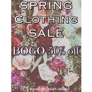Spring clothing sale! BOGO 50% off Spring clothing sale! BOGO 50% off 