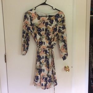 Floral ivory navy coral mint green dress