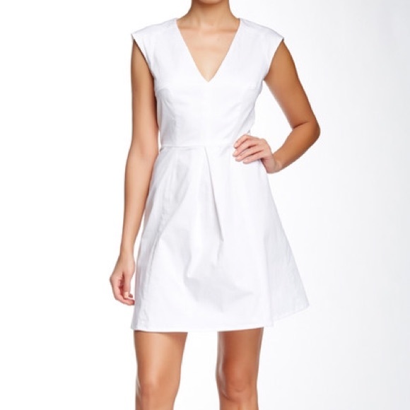 French connection pleated white mini dress!!