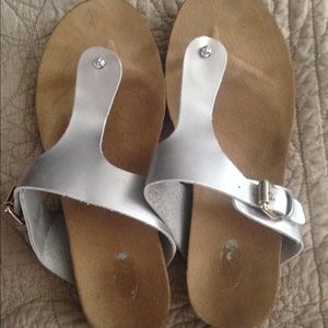 Silver sandals by Dr. Scholls