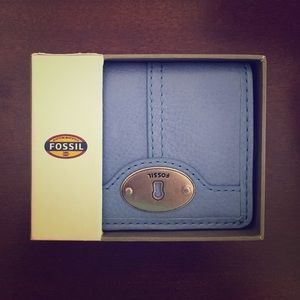Fossil Wallet, bi-fold, crystal blue