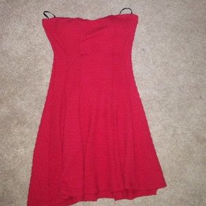 red sleeveless skater dress