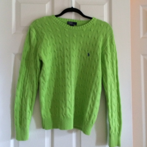 polo womens lime green sweater- large