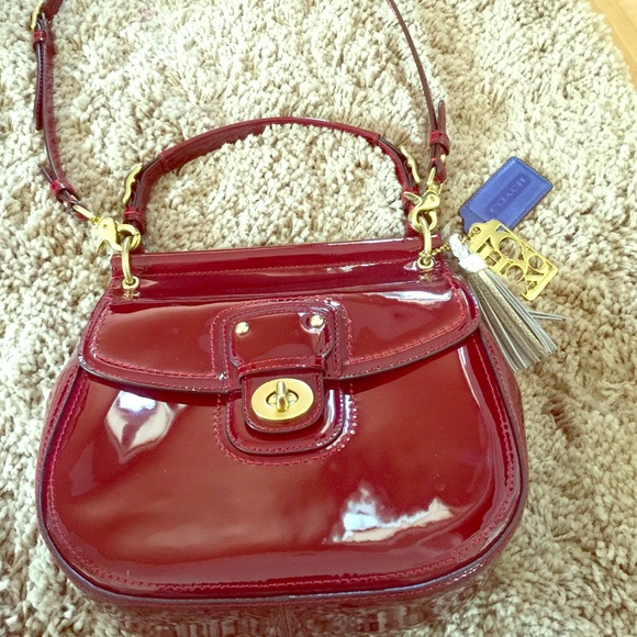 Coach Crimson patent leather crossbody
