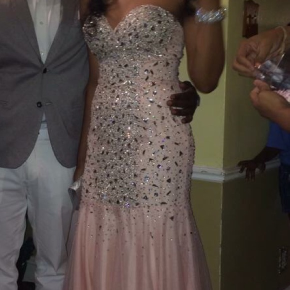 Light pink dazzled dress.