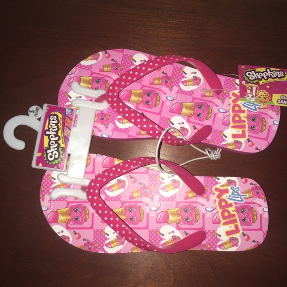 Shopkins Lippy Lips Flip Flops Girls Small 11/12