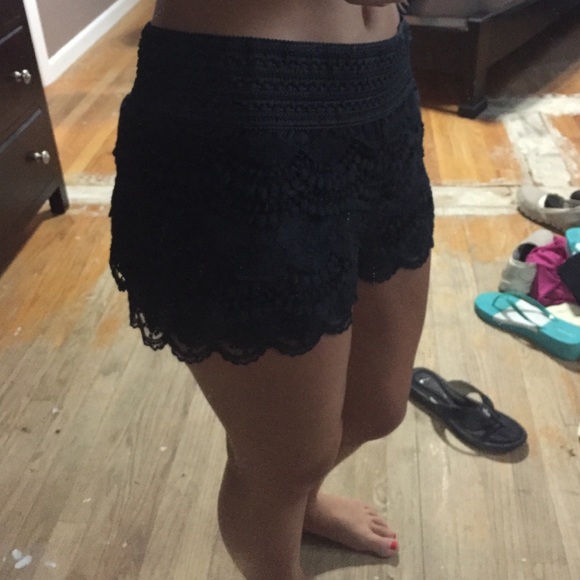 medium blue lace shorts