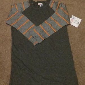 Lularoe Randy tee nwt xs gray with stripes