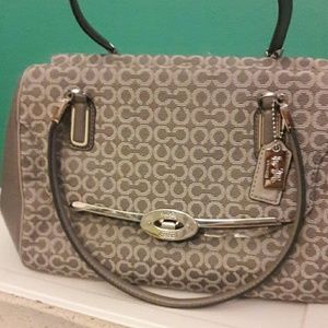 Authentic Coach madison medium needlepoint satchel