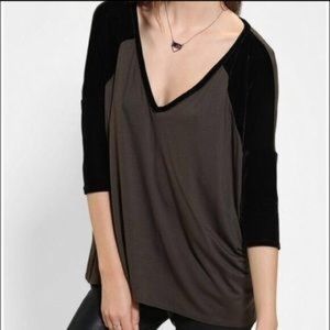 Urban Outfitters TELA Velvet Sleeved Top