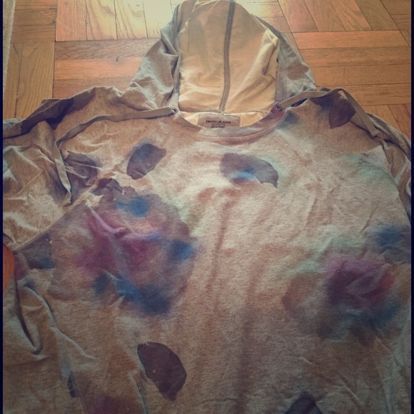 DKNY jeans hoodie w/ purple and blue color bursts