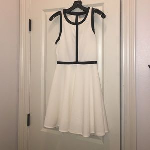 Whit and black leather trim dress