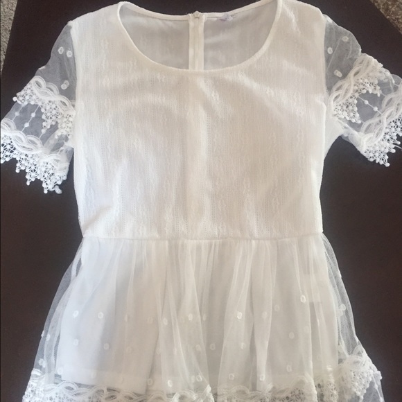 Lace white shirt.