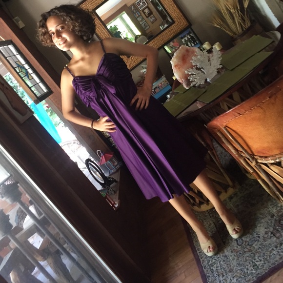 Beautiful deep plum satiny cocktail dress.