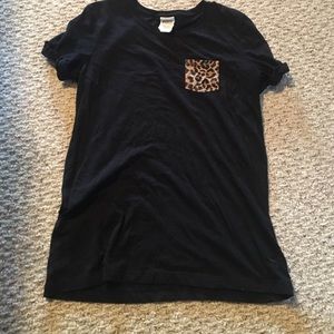 Black Cheetah Pocket Victoria's Secret Pink Tee