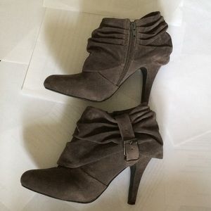 Gray Faux Suede Booties