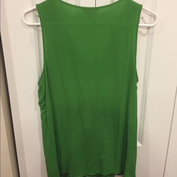 100% Silk Ruffle and Pleated Sleeveless Blouse - Picture 2 of 4