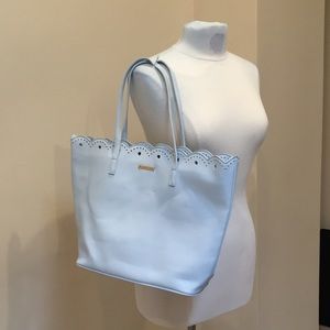 Baby blue top zip tote