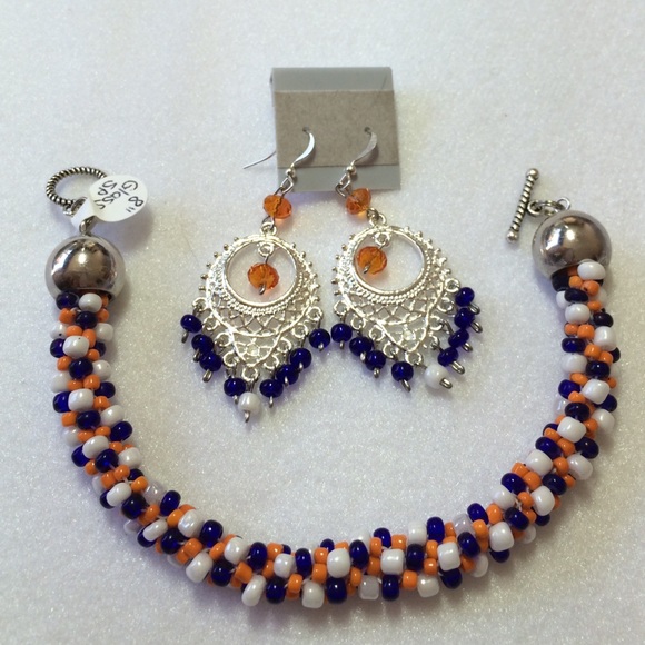 FINAL SALE PRICE Handmade Woven Bead Bracelet & Earring Set