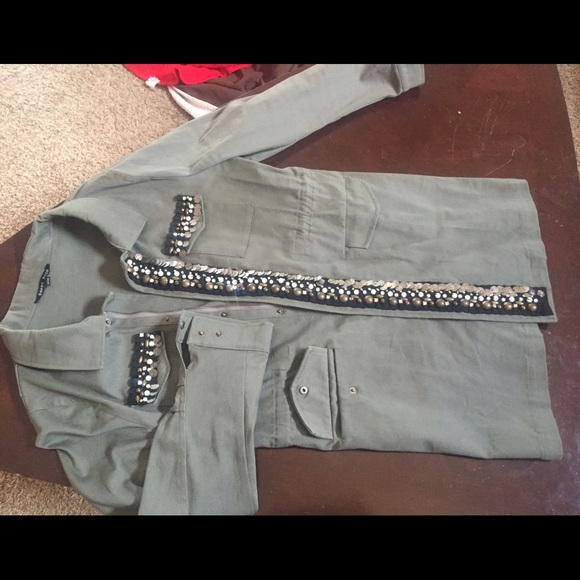 Military style olive green jacket