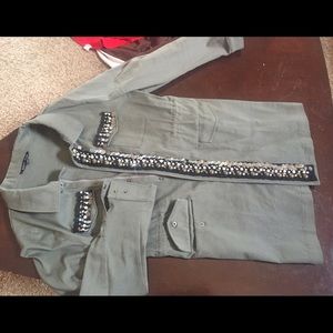 Military style olive green jacket