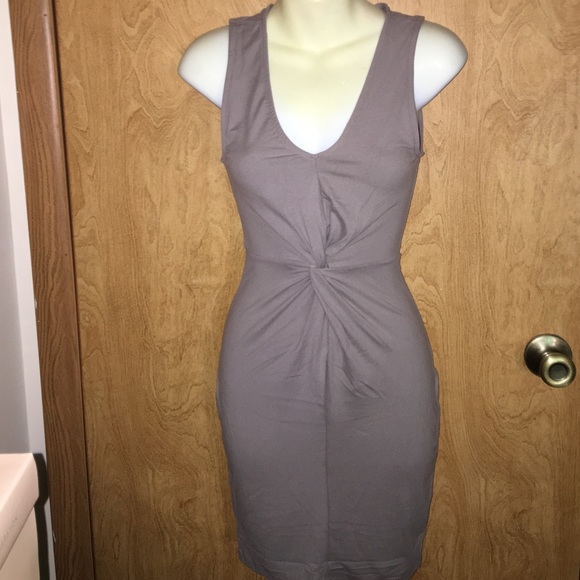 Taupe Front Twist Dress - Picture 2 of 3