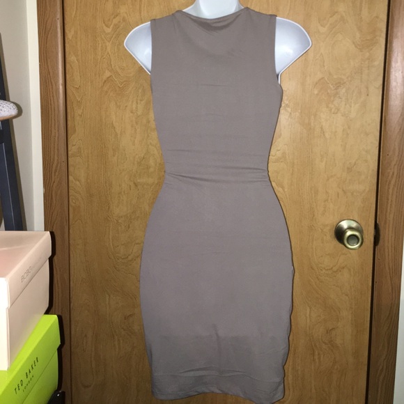 Taupe Front Twist Dress - Picture 3 of 3