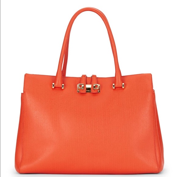 Furla Orange Mediterranea Saffiano Shopper