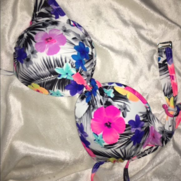 Push up tropical bikini top
