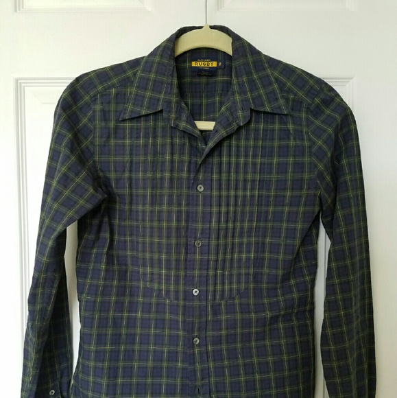 WINTER SALGreen plaid Ralph Lauren Rugby button-up