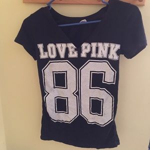 Love Pink Victoria's Secret black v neck