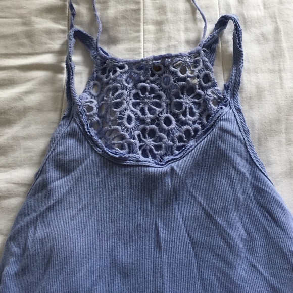 High neck purple top with lace