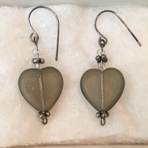 Sage green heart-shaped earrings