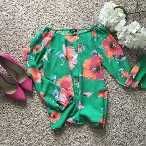 Off the shoulder long sleeve blouse