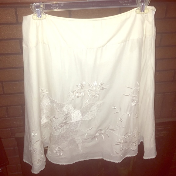 White skirt with gorgeous beading and embroidery.