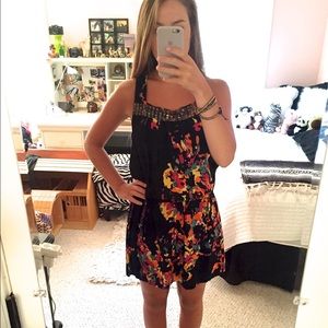 Black floral print dress