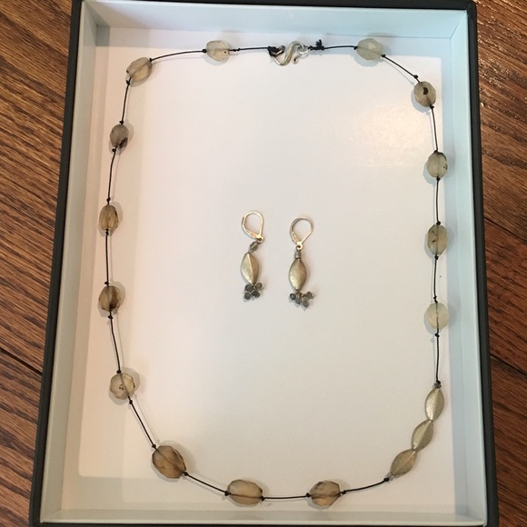 Smokey topaz&silver necklace & earring set