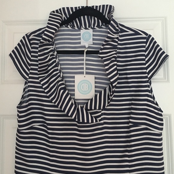 Devon Baer Stripe Silk Twill Dress in Navy