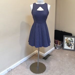 Blue fit and flare dress with cut outs