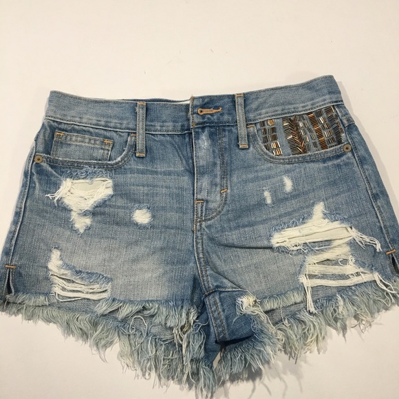 Abercrombie High Waisted Distressed Jean Shorts