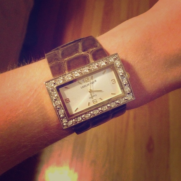 Brown faux leather watch.