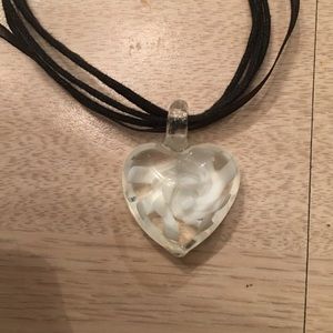 Flower inside heart necklace