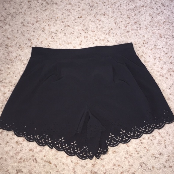 Black scalloped shorts