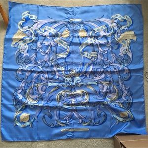 Hermès Patterned Sky Blue Scarf