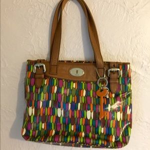 Fossil Key-per feather purse